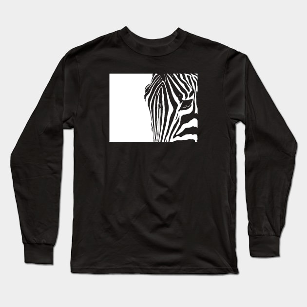 Zebra Eye - White on Colour Long Sleeve T-Shirt by AnthonyZed